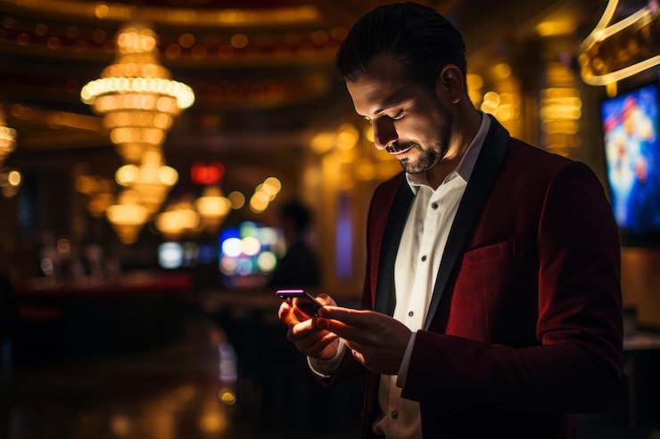 Tampilan menu permainan tmbet88 di layar smartphone dengan kategori slot dan kasino langsung
